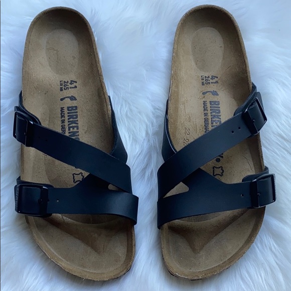 narrow black sandals